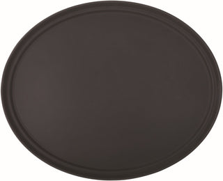 Black Non-Slip Oval Tray 27 x 22" (68.5 x 56.5cm) - Durable Plastic Tray with Rubber Surface - Pack of 6