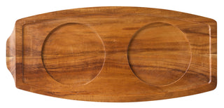 Natural Acacia Wooden Serving Board 13.5x6.25" (34x15.5cm) - Reversible with Dual Compartments, Ideal for Miniature Dishes - Pack of 6