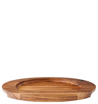 Oval Acacia Wood Board 10x7.25" & 12x7" for Cast Iron Dishes - Serving, Presentation Tray - Box of 6