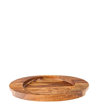 Oval Acacia Wood Board 10x7.25" & 12x7" for Cast Iron Dishes - Serving, Presentation Tray - Box of 6