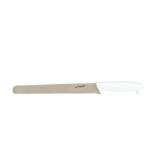 Serrated Slicing Knife 30.5cm/12" with Molybdenum Steel Blade & Ergonomic Polypropylene Handle – Professional Catering Knife (White & Yellow)