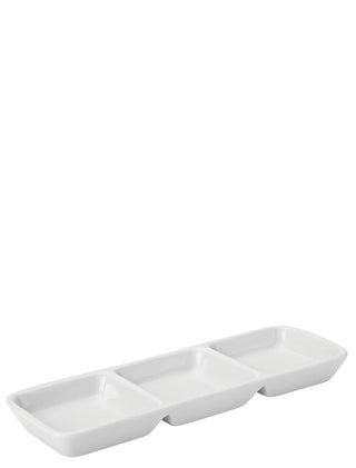 Titan Triple Divided Dish, Porcelain, White, 20 × 6.5cm (7.75 × 2.5"), Pack of 48