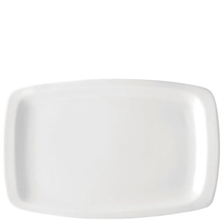 Titan Rectangular White Porcelain Plates, Set of 12, Serving & Presentation Plate - 14x9"/ 12x8"