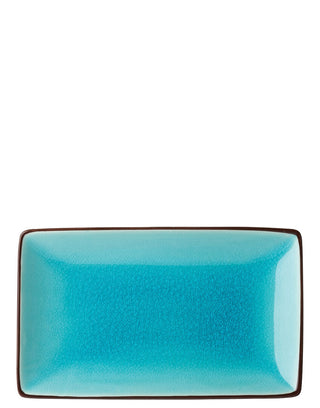 Soho Aqua Rectangular Plate, Stoneware, Crackle Glaze, Dishwasher Safe, Serving & Appetiser Plates - Set of 6