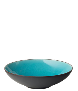 Soho Aqua Bowls, Stoneware, 7"/ 9" Crackle Glaze, Dishwasher Safe, Soup, Pasta & Serving Bowl - Set of 6