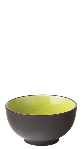 Ceramic Stoneware Rice Bowls 12cm, 330ml, Soho Verdi Crackle Glaze, Portion & Side Serving Bowl - Set of 6
