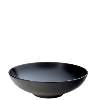 Noir Black Stoneware Bowls, 18cm/ 23cm Round Matte Finish, Dishwasher Safe, Soup, Pasta & Serving Bowl - Set of 6