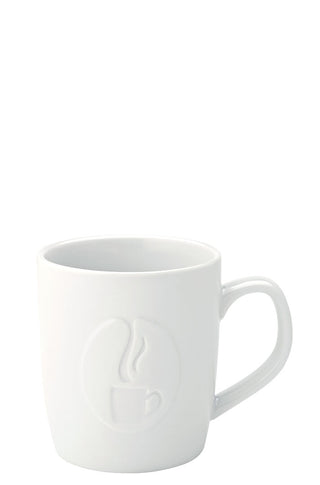 Titan Java Embossed Mug 15.5oz (440ml), Porcelain, White, Set of 6, Ideal for Coffee & Tea