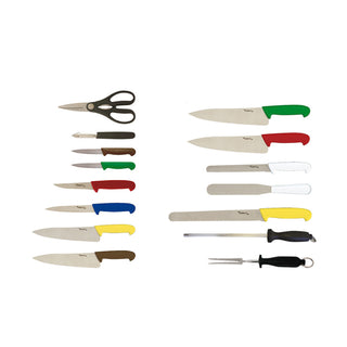 15 Pieces Colour Coded Knife Set with Case - Professional Chef Kit
