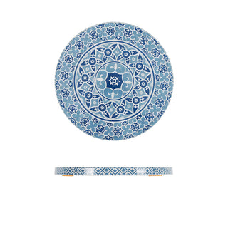 Blue Moroccan Printed Melamine Round Display Slab Premium Catering Crockery – 28.5cm