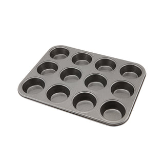 Carbon Steel Non-Stick 12 Cup Muffin Tray – Heavy Gauge Catering Bakeware (Cup Size 6.6×2.6cm)