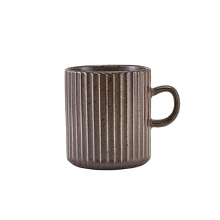 Porcelain Terra Black Fluted Mug 32cl Hot Drink Mug for Cafés Coffee Service Set of 6