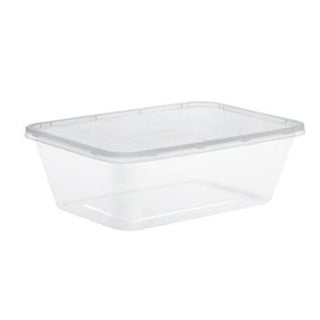 Pack Of 250 Plastic Microwaveable Food Container with Lids (500ml/17oz)