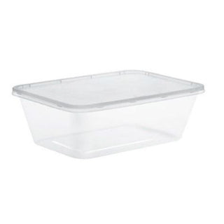 Pack Of 250 Plastic Microwaveable Food Container with Lids (650ml/22oz)