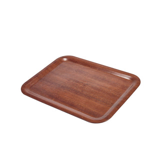 Plastic & Wood Veneer Non-Slip Darkwood Tray 46×34cm Serving Tray Set of 1