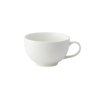 White Ceramic Continental Bowl Cups - Set of 6, Anton Black Fine China Collection, Cups for Coffee, Cappuccino, Tea (250ml, 340ml)