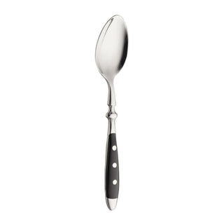 Doria Stainless Steel Dessert Spoon Black Handle – Box of 12 | Rustic Contemporary Cutlery, Dishwasher Safe