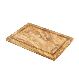 Olive Wood Serving Board with Groove 30 × 20cm for Buffets & Home Dining 1 Piece