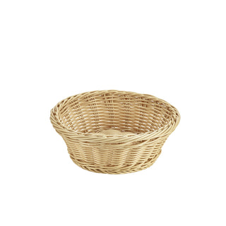 Plastic Polywicker Round Basket 21cm for Bread Tabletop and Buffet Display Pack of 6