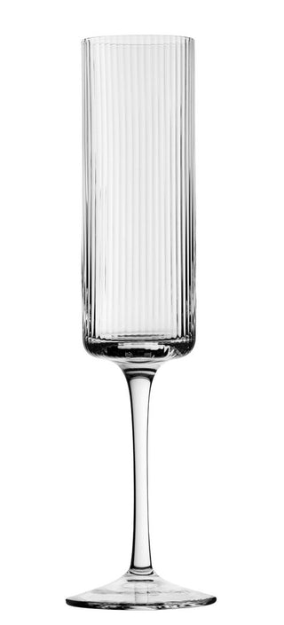 Hayworth Flute Champagne Glasses – Handmade Textured Glass Champagne, Prosecco & Sparkling Wine Flutes, 8.75oz (25cl), Box of 6