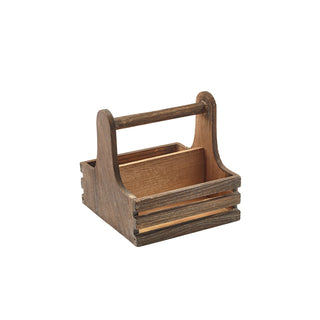 Wood Rustic Table Caddy Small/Large for Tabletop Storage Cutlery Service & Café 1 Piece