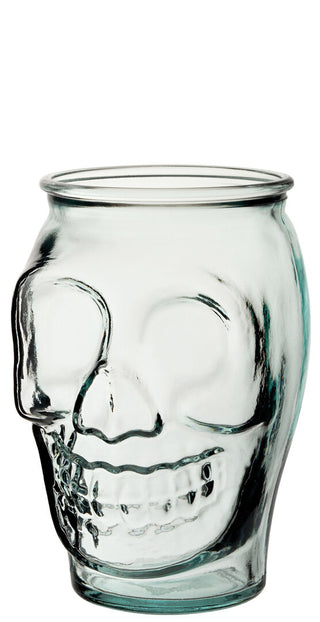 Tall Skull Jar – Recycled Glass, 18oz (520ml) Capacity, Detailed Skull Moulding, Box of 6