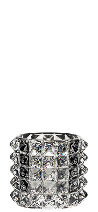 Stud Nightlight Holder – Handcrafted Soda Lime Glass, Textured Studded Design, Clear Finish, Box of 6