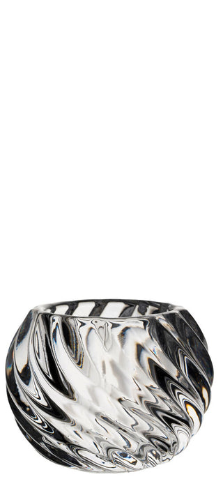 Swirl Nightlight Holder – Handcrafted Soda Lime Glass, Flowing Spiral Design, Clear Finish, Box of 6