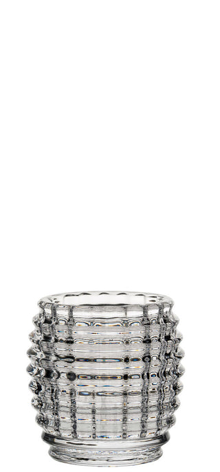 Mesh Nightlight Holder – Handcrafted Soda Lime Glass, Textured Grid Design, Clear Finish, Box of 6