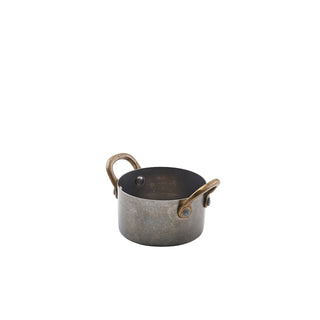 Vintage Steel Mini Casserole Dish with Brass Handles Rustic Serving Pots 4.7oz/ 7.4oz/ 12oz/ 14.8oz - Set of 6