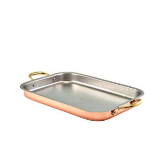Copper-Plated Stainless Steel Deep Serving Tray with Brass Handles – Mains & Sharing Platters (Pack of 3)