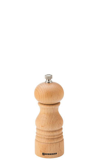 Beech Wood Salt Mill 5.5in (14cm) – Ceramic Grinder, Adjustable Grind, Top-Fill - Pack of 6