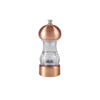 Clear Acrylic Salt & Pepper Grinder with Copper-Plated Head and Base – Adjustable Ceramic Mechanism – 14cm (Pack of 6)
