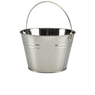 Stainless Steel Serving Bucket 25cm 6L - 25×17cm for Ice Snacks & Catering 1Pcs