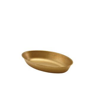 Gold Vintage Stainless Steel Oval Dish 17.5 × 11cm, 30cl / 10.5oz for Side Dish Presentation - Pack of 6