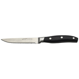 Stainless Steel Steak Knife 225mm With Plastic Black Handle Serrated Knives (Dozen)