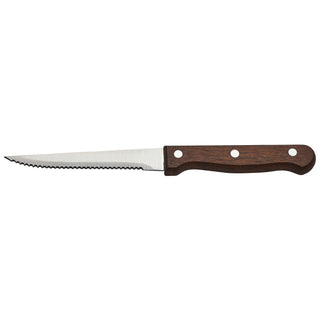 Stainless Steel Steak Knife 215mm With Dark Wood Handle Tang Blade (Dozen)