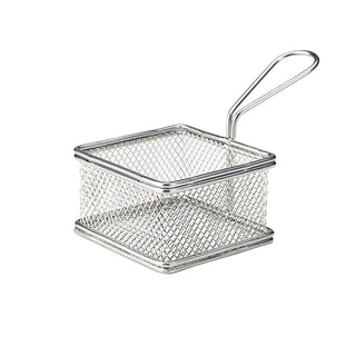 Stainless Steel Square Fry Basket 9.5cm Mini Chip Basket for Starters Sides Set of 6