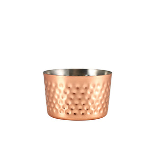 Copper-Plated Hammered Stainless Steel Mini Serving Cup – 22cl / 7.75oz Individual Portion Dish – 8×5cm (Pack of 12)