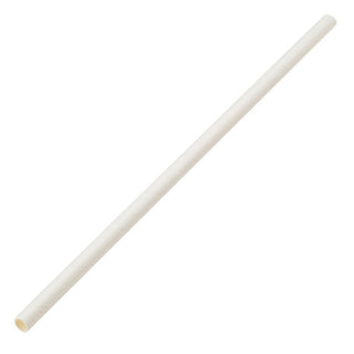 Pack Of 250 9" 8mm Bore Individually Wrapped Solid White Paper Smoothie Straws
