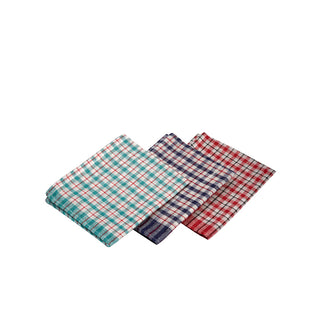 Mini Check T-Towel 43×68cm Cotton Blend Mixed Colours Lightweight (10pcs)