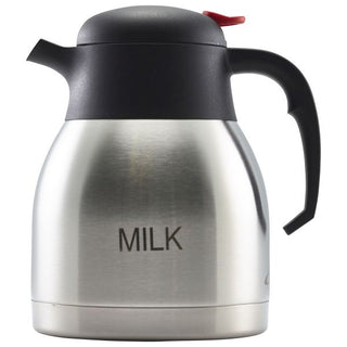 Stainless Steel Milk Inscribed Vacuum Jug 1L /2L Push Button Beverage Service 1 Piece