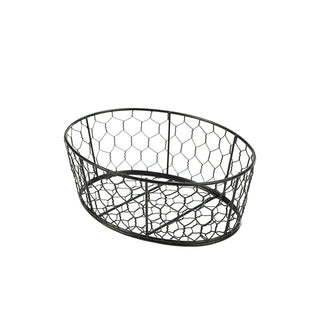 Black Wire Serving Basket – Powder Coated Iron 24×18×8.5cm - Pack of 6 - Ideal for buffet, counter, or table presentation