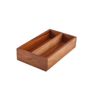 Acacia Wood Cutlery Tray with 2 Compartments for Organised Utensil Storage and Table Service