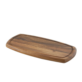 Acacia Wood Reversible Serving Board 36 × 18 × 2cm with Grooved Border and 3 Ramekin Recesses (8.4cm Dia)