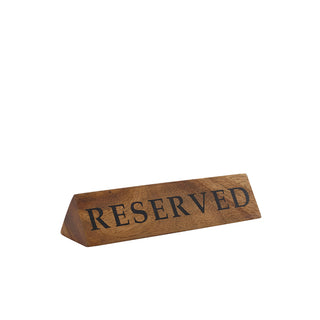 Acacia Wood Reserved Sign 15 × 4 × 3cm with Double-Sided Print for Table Reservation Display