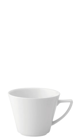 Anton B Classic White Deco V-Shaped Cups – Fine China Ceramic Coffee & Tea Cups for Cafés, Restaurants & Hotels, 7.5oz / 12oz, Box of 6