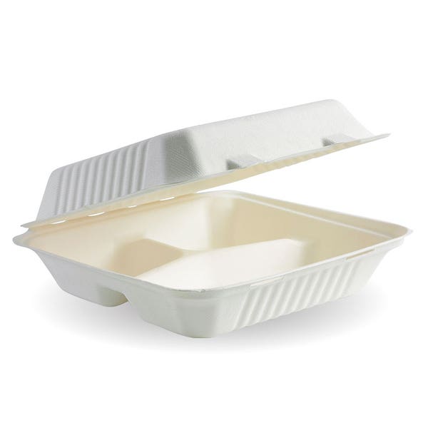 Group B Clamshell 3-Compartment BioCane Clamshell Food Container | UKCS Group