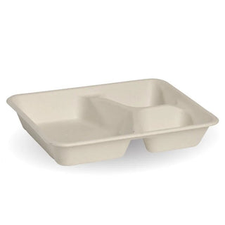 Pack Of 500 9.5x7x1.5" 3 Compartment BioCane Takeaway Base