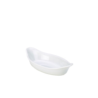 Oval Eared Dish 16.5cm / 6.5" Black/ White – Vitrified Porcelain, Rolled Edge Design, Pack of 6